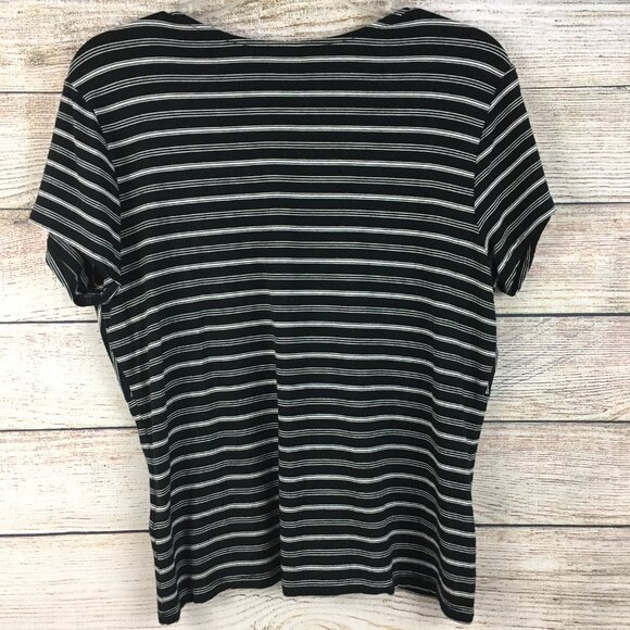 Covington Faux Wrap Stripe Knit Short Sleeve Pullover Top - Picture 5 of 11